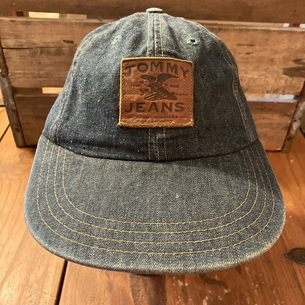 Tommy Hilfiger Tommy Jeans Denim Hat Leather Strapback Vintage